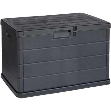 Coffre de rangement extérieur 170L - Coffre de Jardin Anthracite dimensions 78L x 55l x 52H cm - Résine - Poignées de transport (1/5)