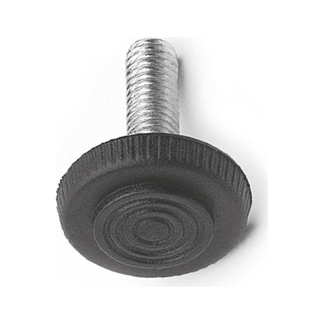 PIEDE TONDO REGOLABILE IN ACCIAIO BASE IN PLASTICA Ø 28 MM - M8X22 - 4 PEZZI NERO