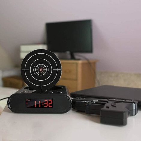 Réveil cible, réveil pistolet créatif, affichage numérique 12 heures personnalisé, idéal pour les gros dormeurs le matin, cadeau original pour garçons et filles (1/4)