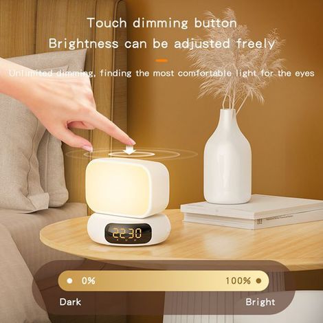 1 couleur : Rose  Matériau : ABS+PS  Nouveau réveil-haut-parleur Bluetooth multifonctionnel créatif avec LED de table.