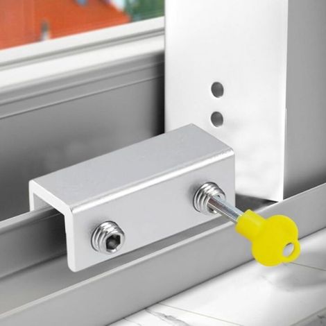 Verrou porte coulissante réglable avec clé – Sécurité antivol pour baies vitrées (4 pièces) (1/5)