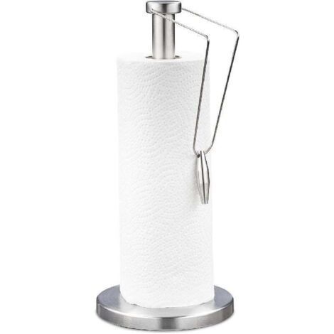 Porte-Rouleau Papier essuie-Tout , Vertical , INOX brossé , Cuisine , Distributeur , H x D : 34 x 15 cm , argenté (1/5)