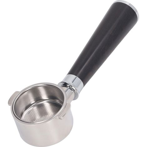 Porte-filtre 51 mm à 2 oreilles, sans fond, en acier inoxydable, pour cafetière Delonghi ECO310, en bois d'ébène africain (1/5)