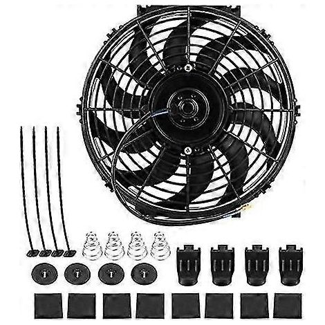 Ventilateur de refroidissement universel pour voiture et camping-car, 12 V, 80 W, avec 10 pales incurvées. (1/4)