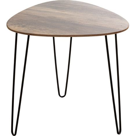 Table d'appoint, Table de salon en bois coloris chêne et métal noir -longueur 48 x profondeur 48 x hauteur 48 cm (1/5)
