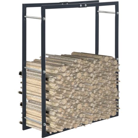 Portant de bois de chauffage Noir 80x25x100 cm Acier