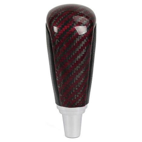 Pièces de modification automobile adaptées aux Toyota Highlander, Camry et RAV4 : pommeau de levier de vitesse en fibre de carbone - rouge et noir (carbone véritable). (1/4)