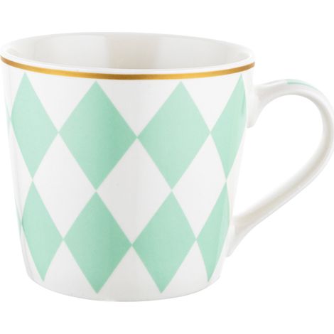 Florina Porzellanbecher mit geometrischem Diamantmuster, 400 ml, Grün