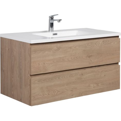 Badezimmer Badmöbel-Set Angela 100cm - Kastanien Eiche - Untersc