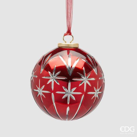 EDG Enzo De Gasperi Addobbo Palla di Natale Stelle D 13 Cm Red