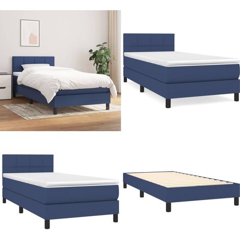 Boxspringbett mit Matratze Blau 100x200 cm Stoff - Boxspringbett - Doppelbett - Schlafsystem - Bettenrahmen - Blau - Home & Living (1/5)
