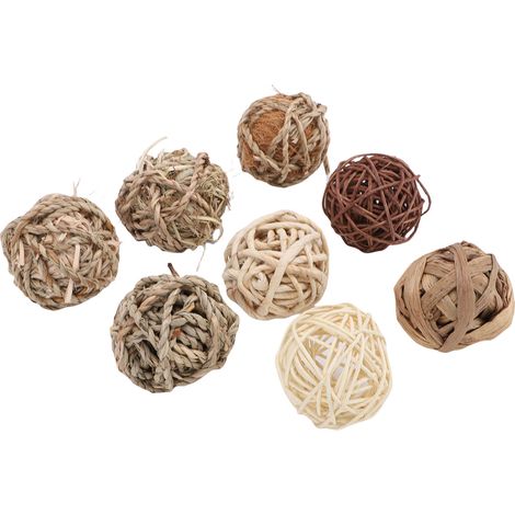 Ensemble de 8 balles à mâcher pour lapins - Jouet amusant pour petits animaux (cochons d'Inde, chinchillas, hamsters) (1/5)