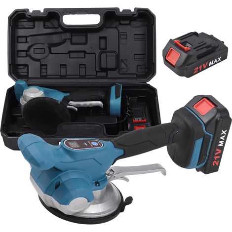 Niveleuse vibrante pour carrelage – Outil de pose de carrelage alimenté par une batterie 21 V Max, 6 vitesses réglables, capacité de charge élevée, ventouses surdimensionnées,bleu (1/5)