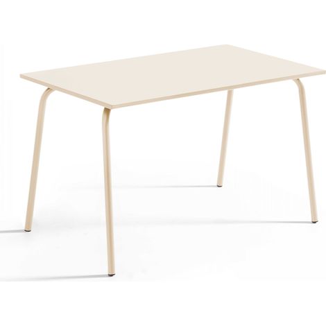 Table de jardin en acier 120 x 70 cm ivoire  - Palavas (1/5)