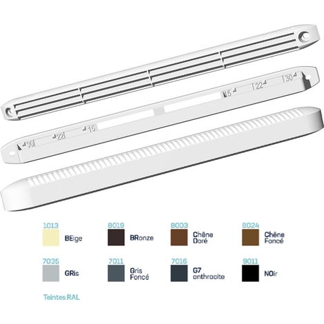 Entrée d'air auto universelle 15/22/30 m3/h RAL 7016 réservation 250x15 mm S&P (UNELVENT) 850444