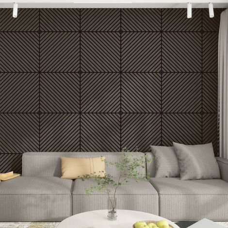 Akustik-Wandpaneel 16er Set Vang diagonal 60x60 cm Eichenoptik, dunkelgrau [NEU.HOLZ]