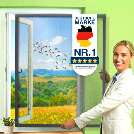 KESSER® Fliegenschutzgitter für Fenster mit Aluminium Rahmen Fliegengitter Fliegenschutz Insektenschutz    mückengitter    moskitonetz    Spannrahmen    Anthrazit /  110 x 130 cm