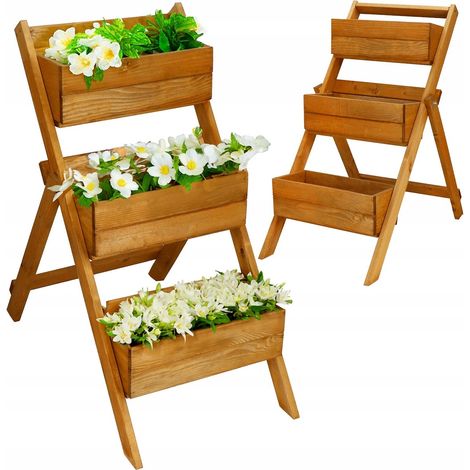 SUPPORTO PER FIORI PIANTE FIORIERA IN LEGNO GRANDE SCAFFALE SCALA (1/5)
