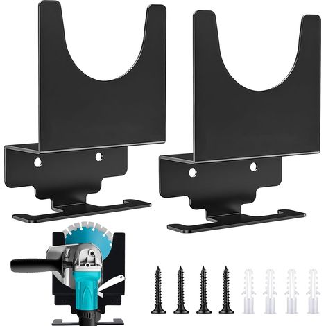Lot de 2 Supports muraux, Meuleuse d'angle, Métal robuste, Antidérapant, Organisateur atelier, Garage