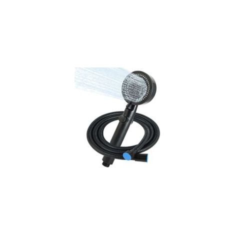 Cabezal de ducha con manguera flexible, 1,5 m, ahorro de agua, ducha de mano, ducha con soporte, cabezal de ducha con manguera, cabezal de ducha para ducha, cabezal de ducha (negro) - Crezuo