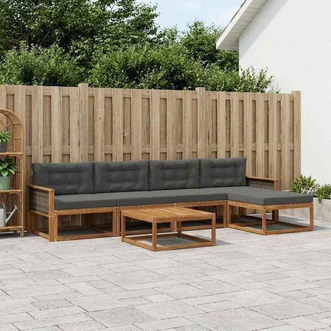 vidaXL Outdoor-Sofagarnitur mit Kissen 6 pcs Natur und Anthrazit (1/5)