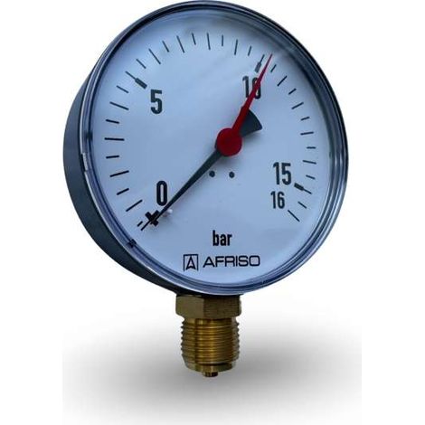Afriso Rohrfeder-Manometer Manometer groß 0-16bar Anschluss unten 1/2'' AG Ø 100mm 63615