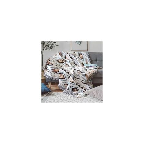 Houhence – Couverture de canapé tricotée double face 130x180cm – Ultra douce et durable – Motif géométrique ethnique – Pour décoration intérieure et extérieure (1/5)