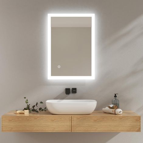 Miroir Salle de Bain LED 50x70cm Tactile Blanc Froid (1/5)