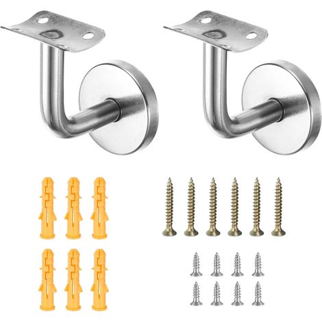 Supports de Main Courante en Acier Inoxydable, Support de Main Courante Courbé pour Main Courante Ronde avec Vis de Montage pour Garde-Corps Escalier, Argent (1/5)