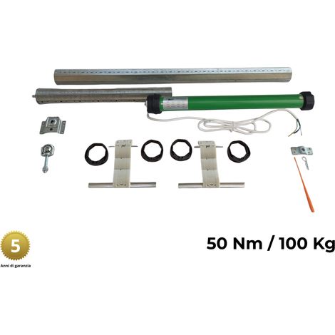 Motori Tapparelle 100 kg 50 Nm Kit Sicurezza Anti Sollevamento Rullo da 60 cm a 95 cm Completo con Blocchi di Sicurezza