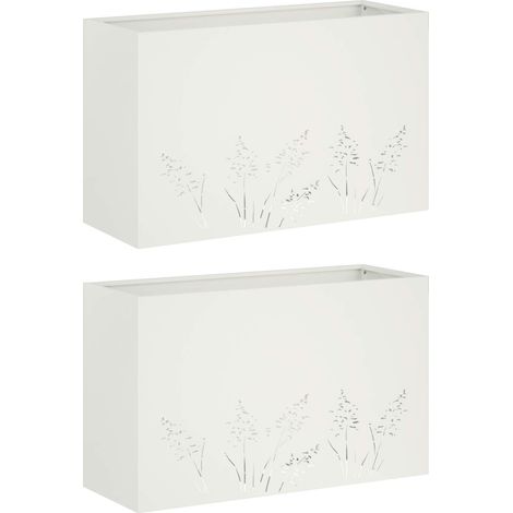 vidaXL Macetero de Jardín 2 uds. Blanco 80 x 20 x 49 cm (1/2)