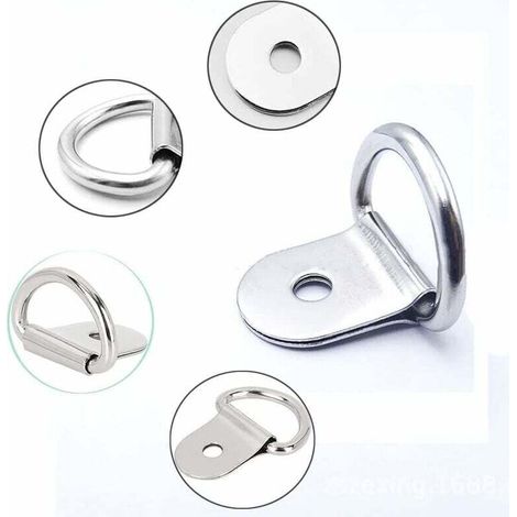 Anneaux D'arrimage INOX 20 Pièces Anneaux D'arrimage en D Ancrage Anneaux Arrimage pour Remorques Machinerie Lourde Outils Électriques Camping 36x25mm -Argent