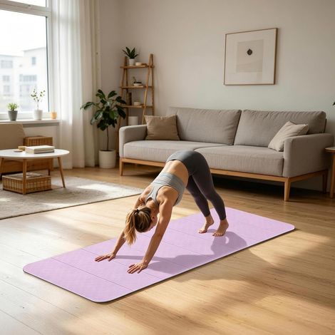 Foldable Yoga Mat 8MM Thick TPE Portable Exercise Mat, 185x80cm, Non-Slip, Extra Thick and Long, Foldable and Portable for Yoga Stretching Camping Fitness Training, Pilates Home Gym Workouts (1/5)