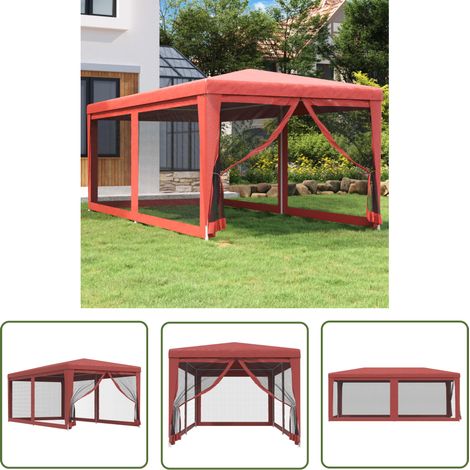 The Living Store Tente de fête avec 6 parois latérales en maille Rouge 3x6m PEHD - Tents De Réception - Tonnelles - Tentes Événementielles - Abri Solaire - Protection Uv (1/5)