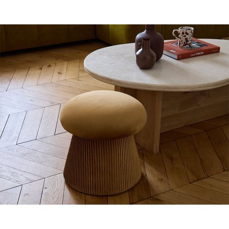 Bobly - pouf - en velours - ocre (1/4)