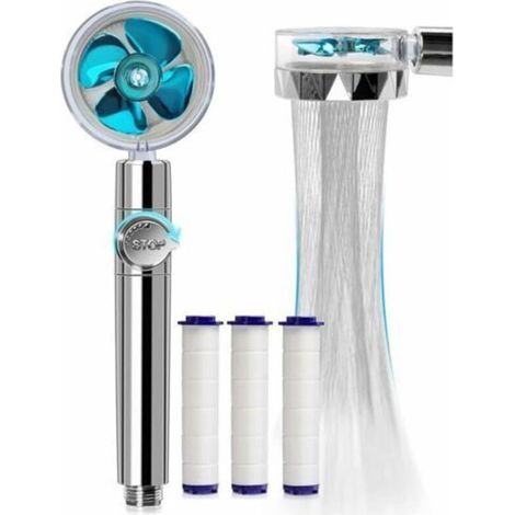 Douchette, Pommeau de Douche Anti Calcaire Economie Deau, Pommeau de Douche Helice Haute Pression Filtre à Trois Niveaux Système de Filtrage avec Filtre 3 Coton PP Remplaçable (1/4)