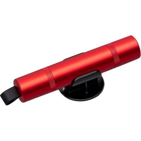 This 2-in-1 automotive safety hammer can be used to break windows and cut seat belts in an emergency. (Red) (1/5)