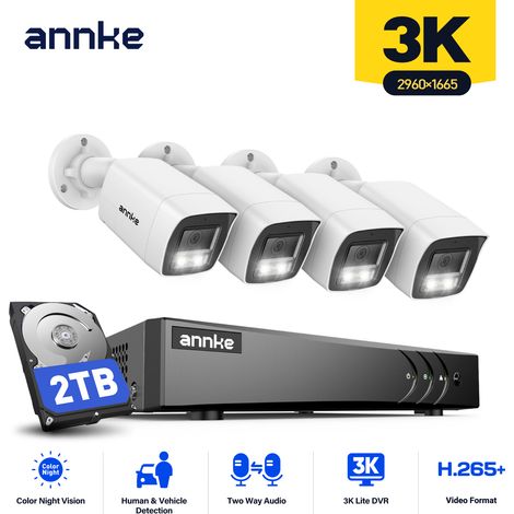 ANNKE 5MP-Überwachungskamerasystem mit Zwei-Wege-Audio, Farbnachtsicht, Personen-/Fahrzeugerkennung, IP67, 2 TB