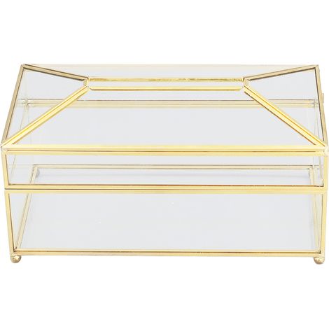Boîte de rangement décorative pour serviettes en verre transparent élégante - Usage : salle de bain, table de mariage, bureau (22.3 x 12.3 x 10cm) (1/5)