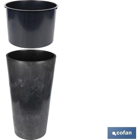 macetero 2 en 1 forma conica con depósito color negro pp ø 295 x 571 mm 12,5 l venta unitaria (1/4)