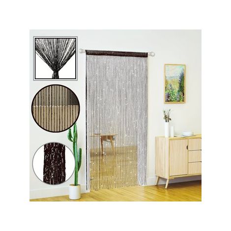 Cortina decorativa con cuentas marrones (1/2)