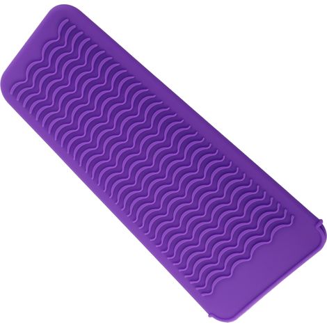 Pochette en silicone résistante à la chaleur pour outils de coiffure et de rasage, surface antidérapante, étui de rangement violet (1/5)