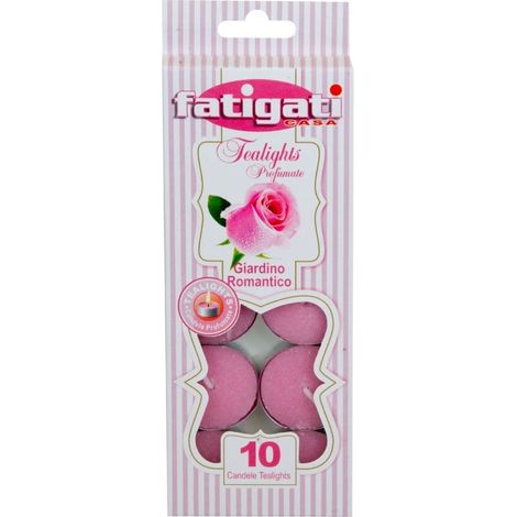 TrAdE Shop Traesio - Set 12pz Da 10 Candele Profumate Tealight Lumini Tondi Fragranza Giardino Romantico 295357 -