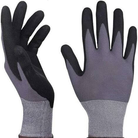 Purple work gloves, size XL, oil resistant, non-slip, breathable, suitable for maintenance and gardening. (1/5)