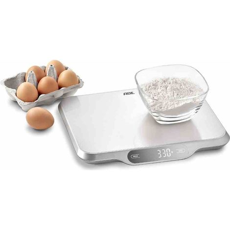 Große ADE Ladina Küchenwaage, bis 15 kg, 31 x 26,5 cm, gebürsteter Edelstahl
