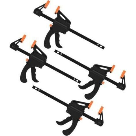 4 Pieces One-Handed Clamp, Ratchet Bar Clamp, Quick Release Ratchet, Woodworking Bar Clamp, Plastic Hose Clamp - 4 Inch (1/5)