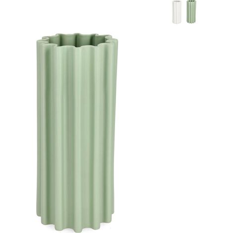 Pot haut pour plantes et fleurs, intérieur extérieur, en grès Holaf YES - Vert foncé (1/2)