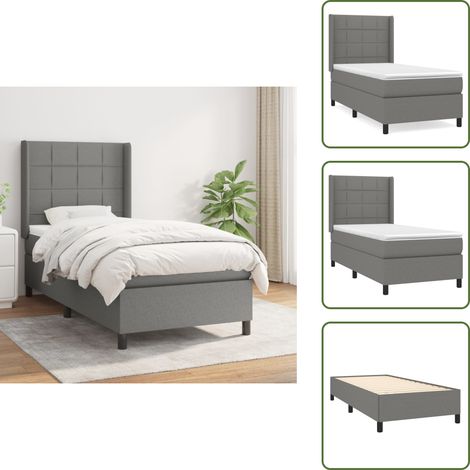 Boxspringbett mit Matratze Dunkelgrau 90x200 cm Stoff - Boxspringbett - Doppelbett - Bettenrahmen - Schlafsystem - Liegekomfort (1/5)