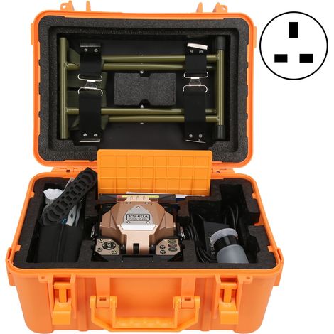Soudeuse de fibres optiques FS‑60A, machine de fusion haute précision, raccordement AC100‑240V, prise UK, outil de soudage professionnel pour épissures. (1/5)