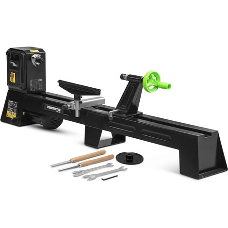 Tour à bois 400W – Longueur max 1000mm – Diamètre max 350mm – 4 vitesses 890-2600 t/min – Moteur à induction durable – Constructor